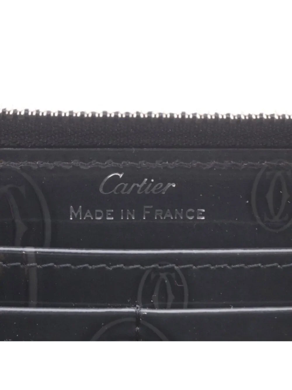 Cartier Happy Birthday Wallet Zip Around Coin Purse Bill Black Leather Logo